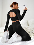 Dewbera Cut & Back Thumb Holes Sports Set Workout Women Setwomen Workout Set Gym Women Outfit