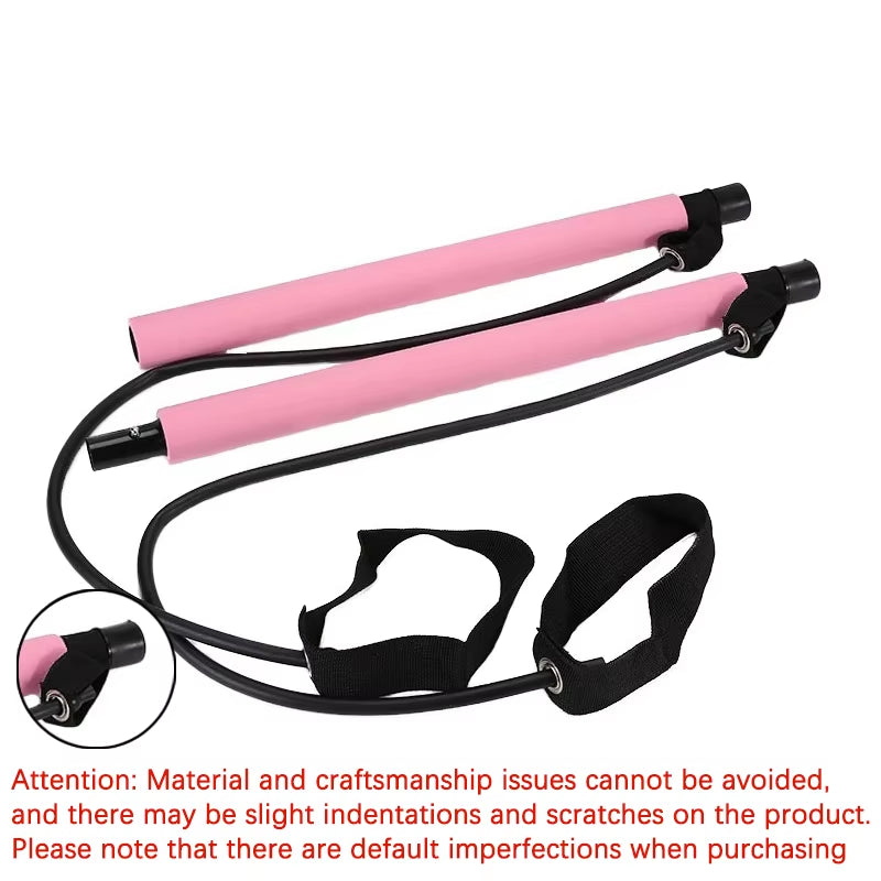 Multifunctional Pilates Bar Combination Fitness Bar Yoga Chest Expansion Tension Rope Back Trainer Elastic Rope Stretching Belt